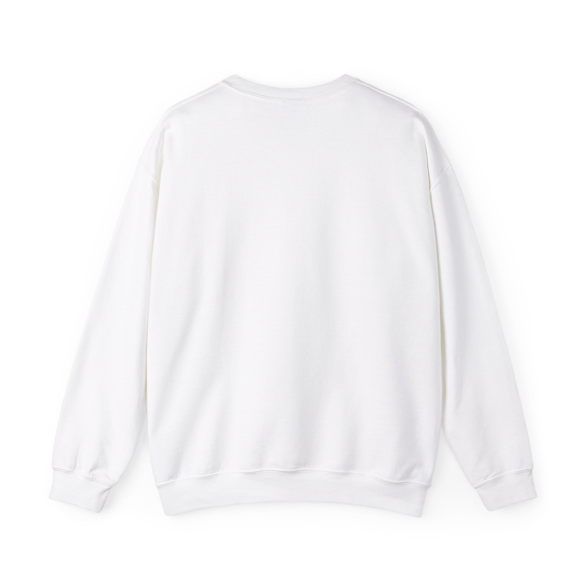 Backof the white crewneck sweatshirt showing there are no graphics or print on the back